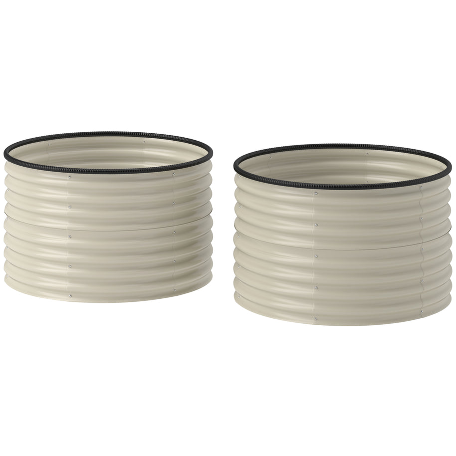 Deux bacs à jardin surélevés Rosemère blanc crème de la marque HAUSSLYON, en plastique durable pour jardinage.
