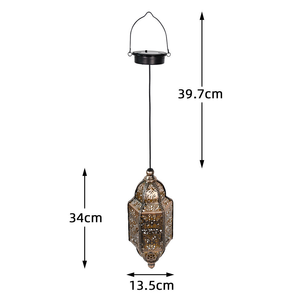 Solar Iron Hollow Lantern Courtyard Decoration Atmosphere Chandelier - HAUSSLYON