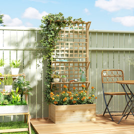 Jardinière surélevée AOSOM IFRANE en bois avec planterie pour extérieur, vue de face avec détails du design.