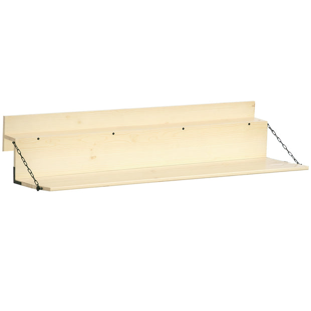 Table suspendue pliante Normandie de la marque AOSOM, vue de face avec surface en bois clair et mécanisme pliable visible