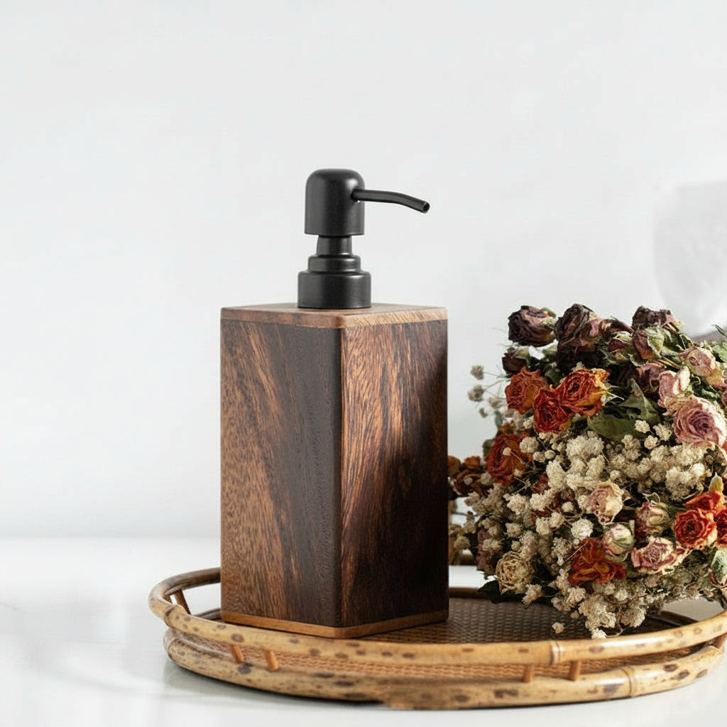 Walnut Solid Wood Split Shampoo Storage Bottle - HAUSSLYON
