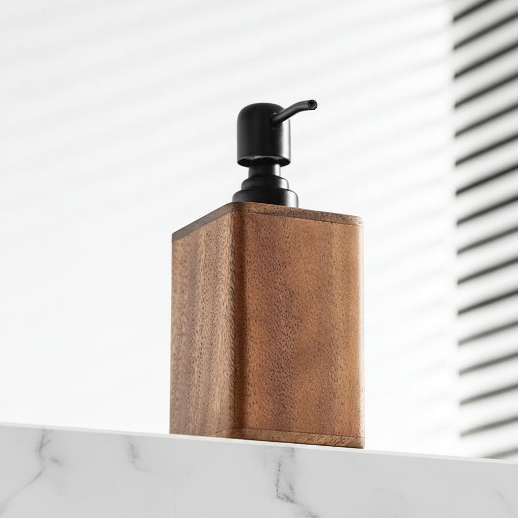Walnut Solid Wood Split Shampoo Storage Bottle - HAUSSLYON