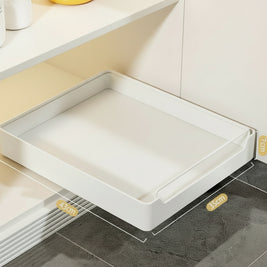 Étagère de rangement coulissante VidaXL pour armoires de cuisine avec tiroirs en bois clair et finition moderne.