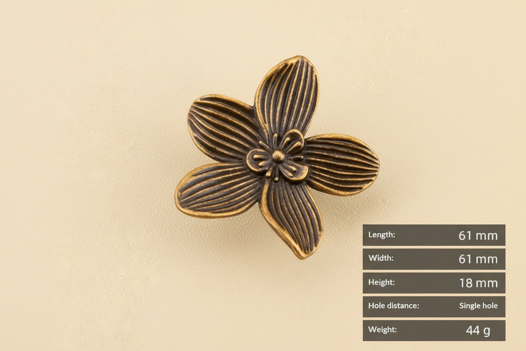 Creative Petal-shaped Single-hole Handle Antique New Chinese Style Small Handle - HAUSSLYON