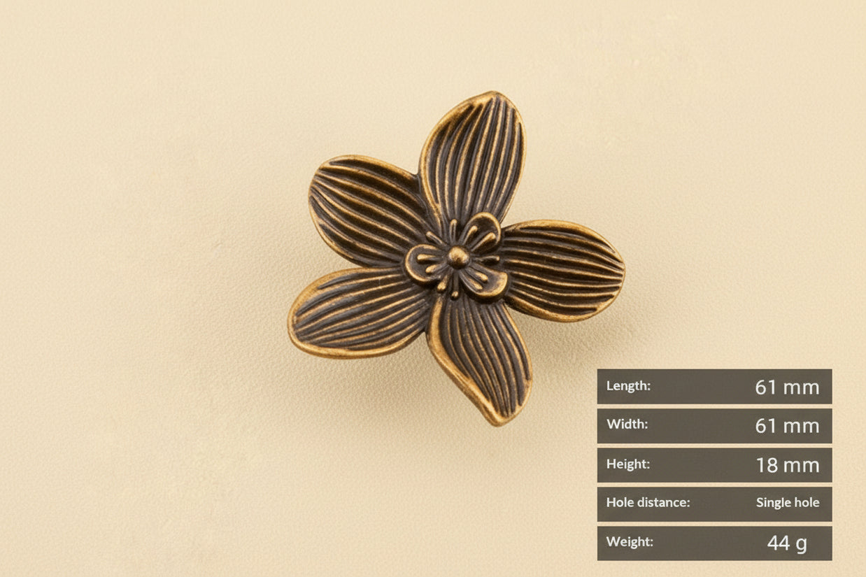 Creative Petal-shaped Single-hole Handle Antique New Chinese Style Small Handle - HAUSSLYON