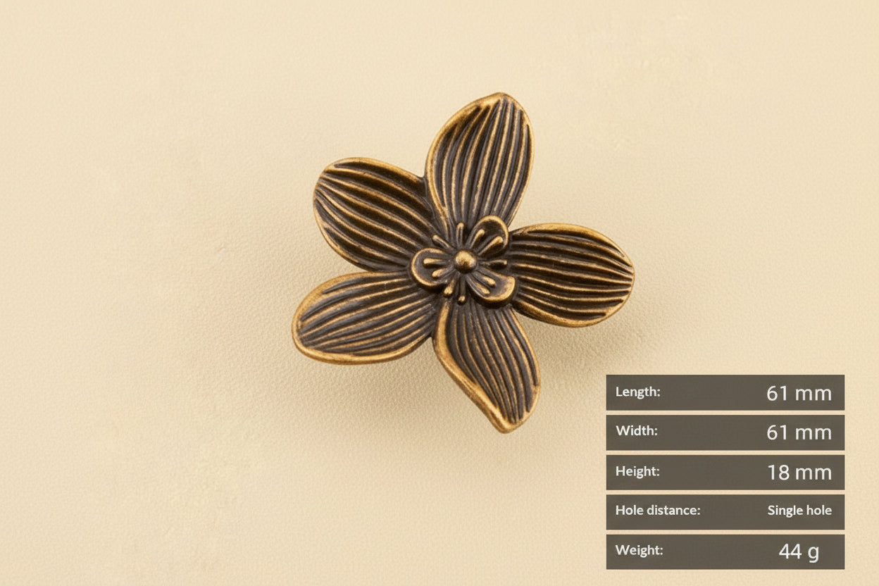 Creative Petal-shaped Single-hole Handle Antique New Chinese Style Small Handle - HAUSSLYON