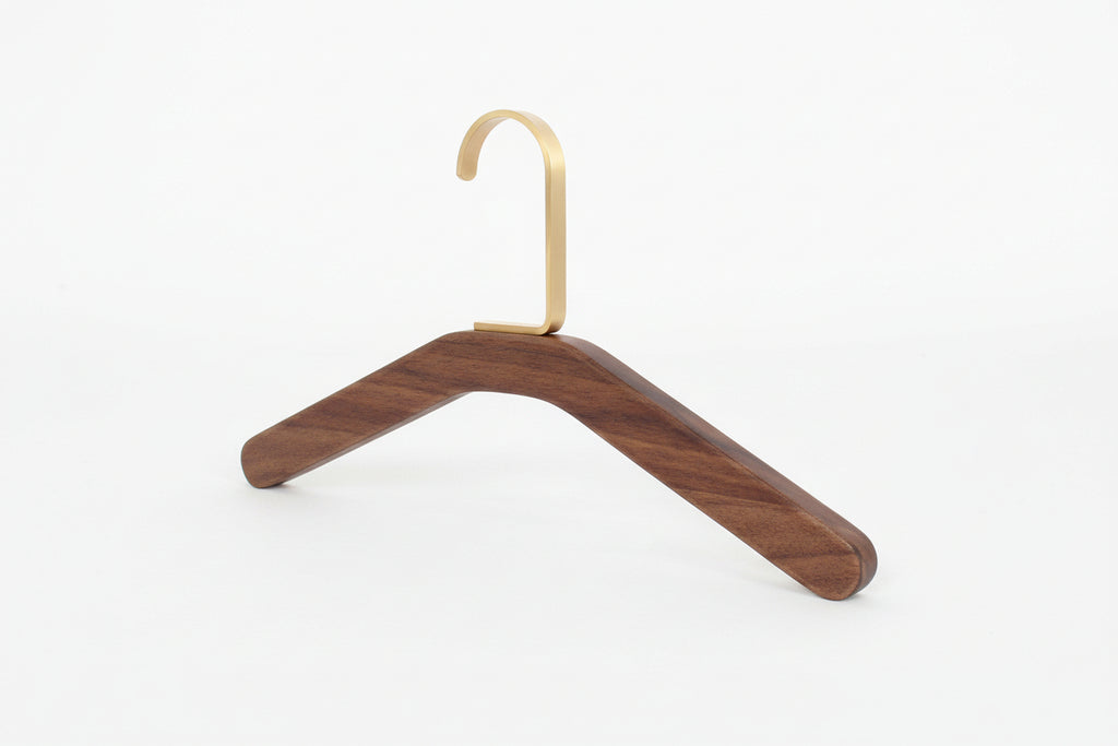 Black Walnut Solid Wood Brass Clothes Support Non-Slip Coat Hanger - HAUSSLYON