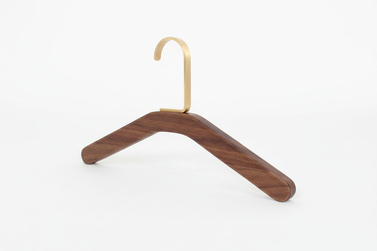 Black Walnut Solid Wood Brass Clothes Support Non-Slip Coat Hanger - HAUSSLYON