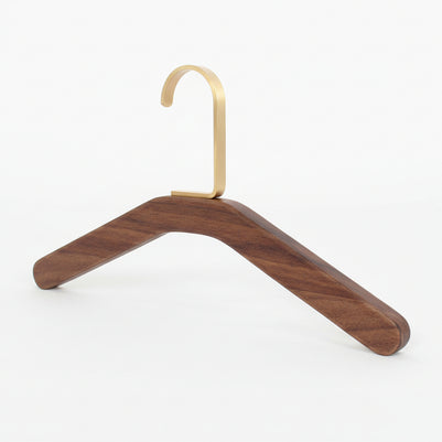 Black Walnut Solid Wood Brass Clothes Support Non-Slip Coat Hanger - HAUSSLYON