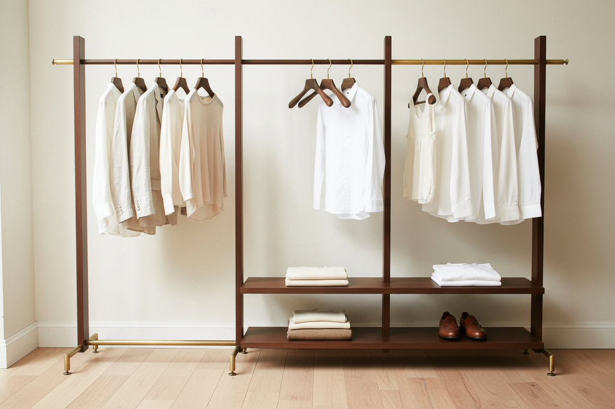 Black Walnut Solid Wood Brass Clothes Support Non-Slip Coat Hanger - HAUSSLYON