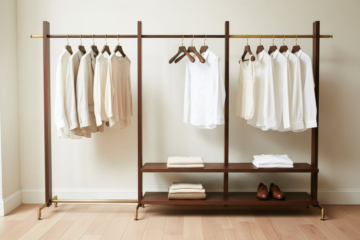 Black Walnut Solid Wood Brass Clothes Support Non-Slip Coat Hanger - HAUSSLYON