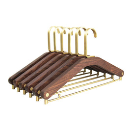 Black Walnut Solid Wood Brass Clothes Support Non-Slip Coat Hanger - HAUSSLYON