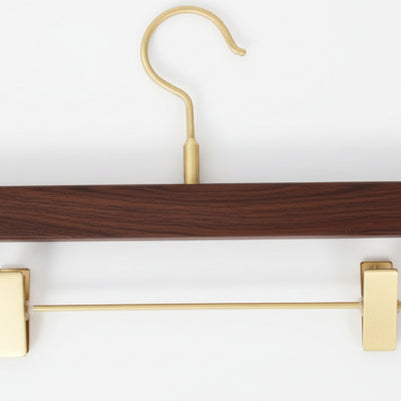 Black Walnut Solid Wood Brass Clothes Support Non-Slip Coat Hanger - HAUSSLYON