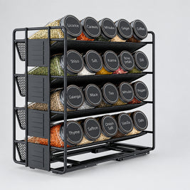 Étagère de rangement coulissante en métal pour épices HAUSSLYON, structure robuste avec plusieurs niveaux pour stocker les épices.