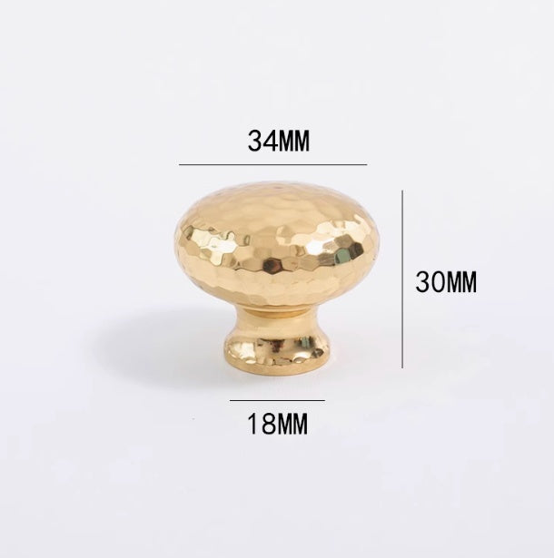 Brass Light Luxury Hammer Patterned Round Ball Long Handle - HAUSSLYON