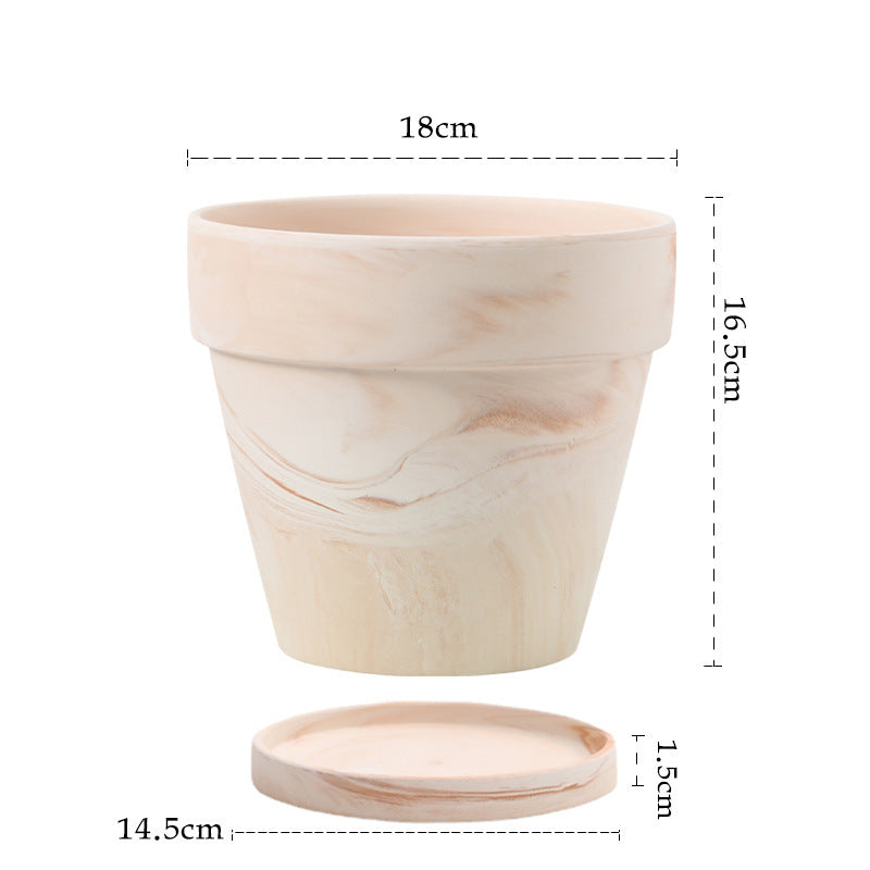 Gradient Macchiato Red And White Pottery Natural Pot Vegetarian Burning Breathable And Absorbent Large Type Green Plants Meaty - HAUSSLYON