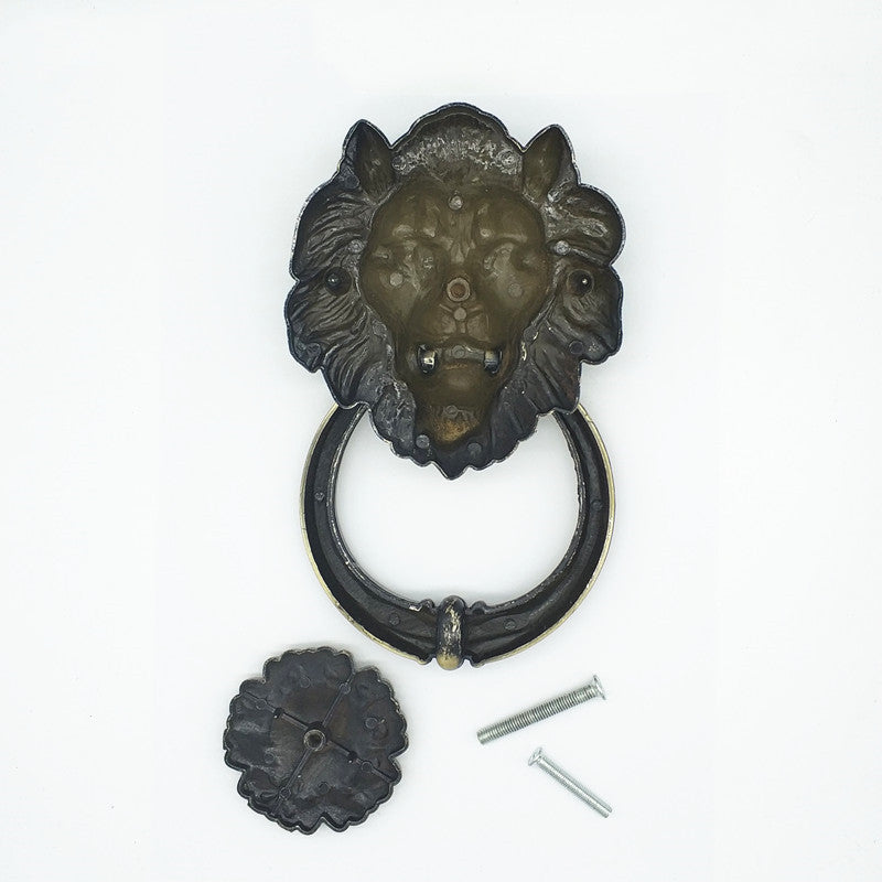 20cm Large Antique Lion Door Knocker Lionhead Doorknockers L - HAUSSLYON