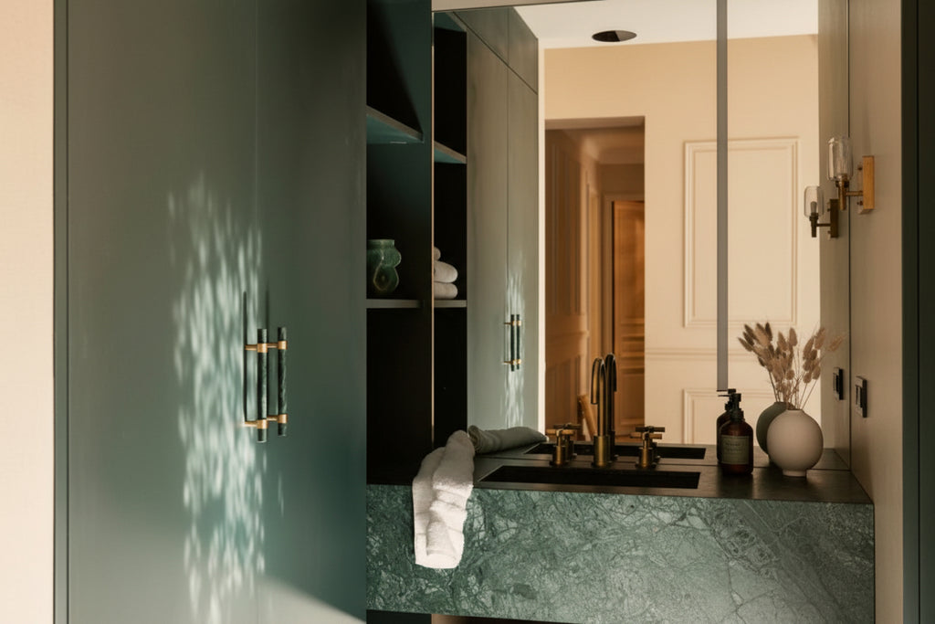 Natural Marble Pure Brass Door Handle - HAUSSLYON