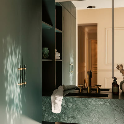 Natural Marble Pure Brass Door Handle - HAUSSLYON
