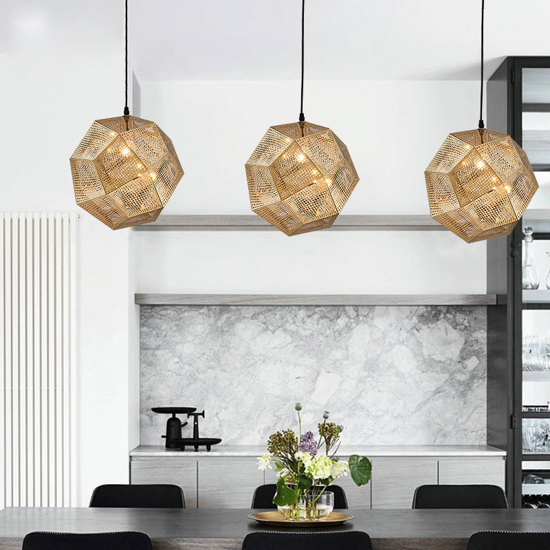 Pendant Modern Simple Grid Light Shadow Polyhedral Ball - HAUSSLYON