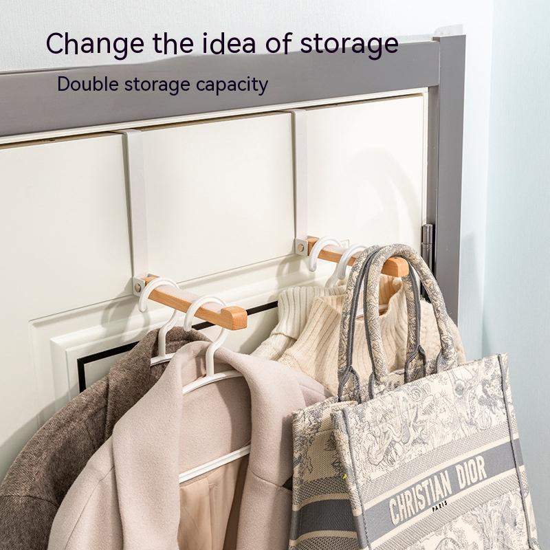 Solid Wood Door Rear Hook Non-marking Storage Rack Wall Hanging Door Back No Punch Hanger - HAUSSLYON