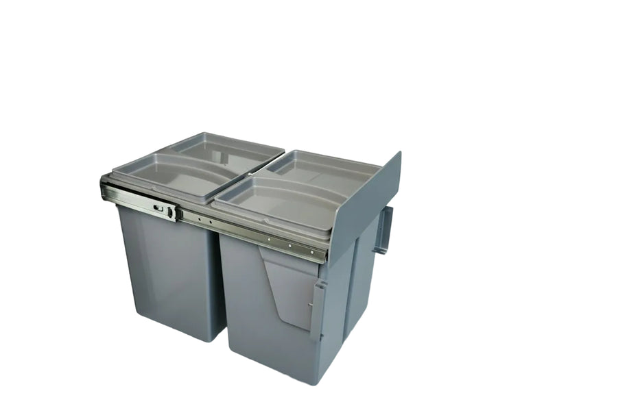 Poubelle coulissante VidaXL Biny II en métal avec ouverture silencieuse, moderne et pratique pour la cuisine ou le bureau.