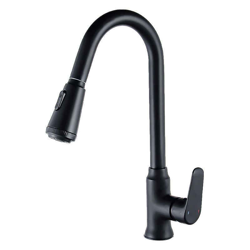 Black all copper kitchen pull-out faucet - HAUSSLYON