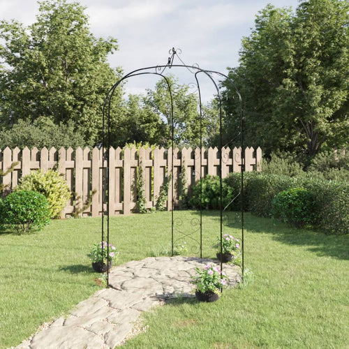 Garden Arch Black Ø180x255 cm Steel - HAUSSLYON