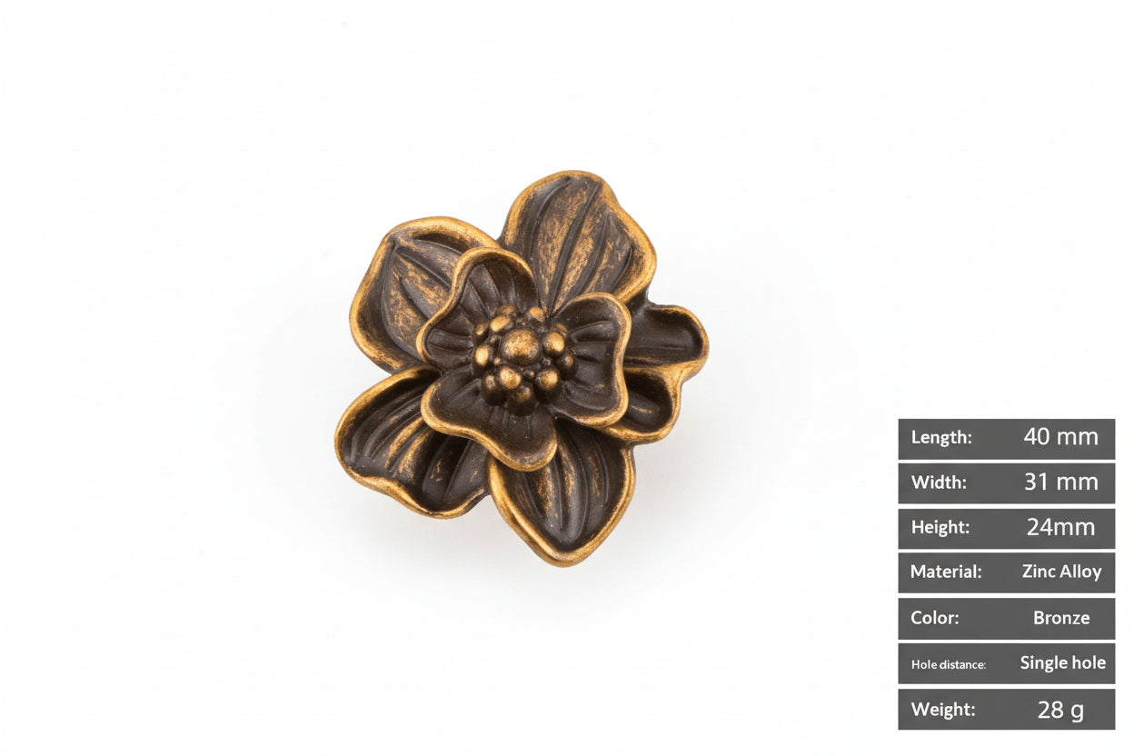 Creative Petal-shaped Single-hole Handle Antique New Chinese Style Small Handle - HAUSSLYON