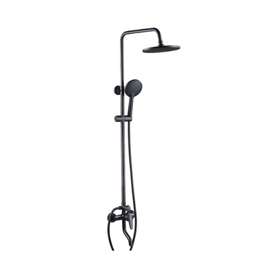 Robinet de douche Haussslyon Lanorai avec poignée chromée, élégant et moderne, installé dans une salle de bain contemporaine.