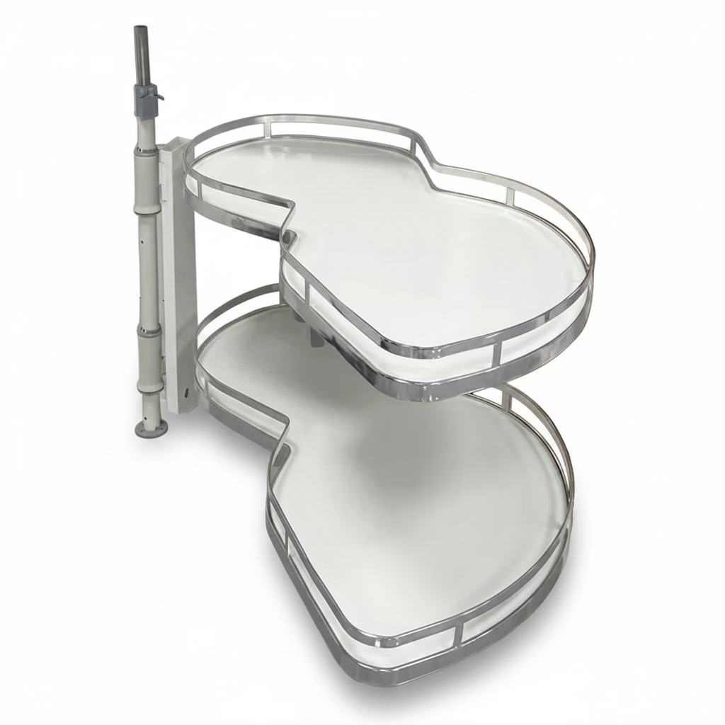 Étagère d'angle double coulissant VidaXL Sherbrooke, en bois ou métal, avec étagères réglables et design moderne.