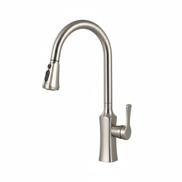 Robinet de cuisine RENFAN Tatu City avec levier unique, en acier inoxydable, installation murale, design moderne.