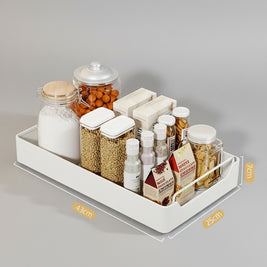 Étagère de rangement coulissante VidaXL pour armoire de cuisine, avec plusieurs niveaux en métal noir.
