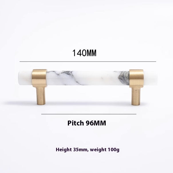Natural Marble Pure Brass Door Handle - HAUSSLYON