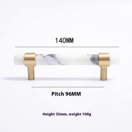 Natural Marble Pure Brass Door Handle - HAUSSLYON