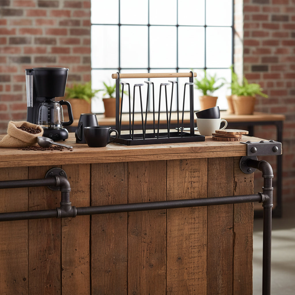 Household Wooden Handle Drain Cup Holder - HAUSSLYON