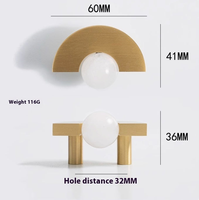 Natural Crystal Furniture Drawer Circular Small Handle - HAUSSLYON