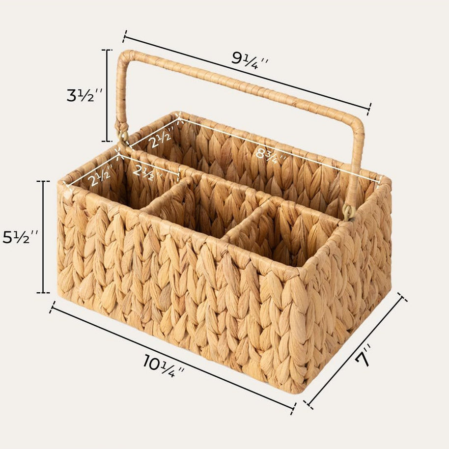 Panier de rangement portable pour ustensiles Antalahas de la marque HAUSSLYON, en plastique blanc avec compartiments.
