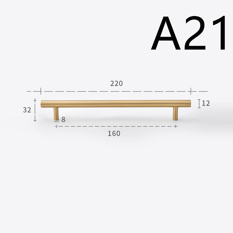 Pure Copper Cabinet Door Handle Golden Light Luxury Brass Handle - HAUSSLYON