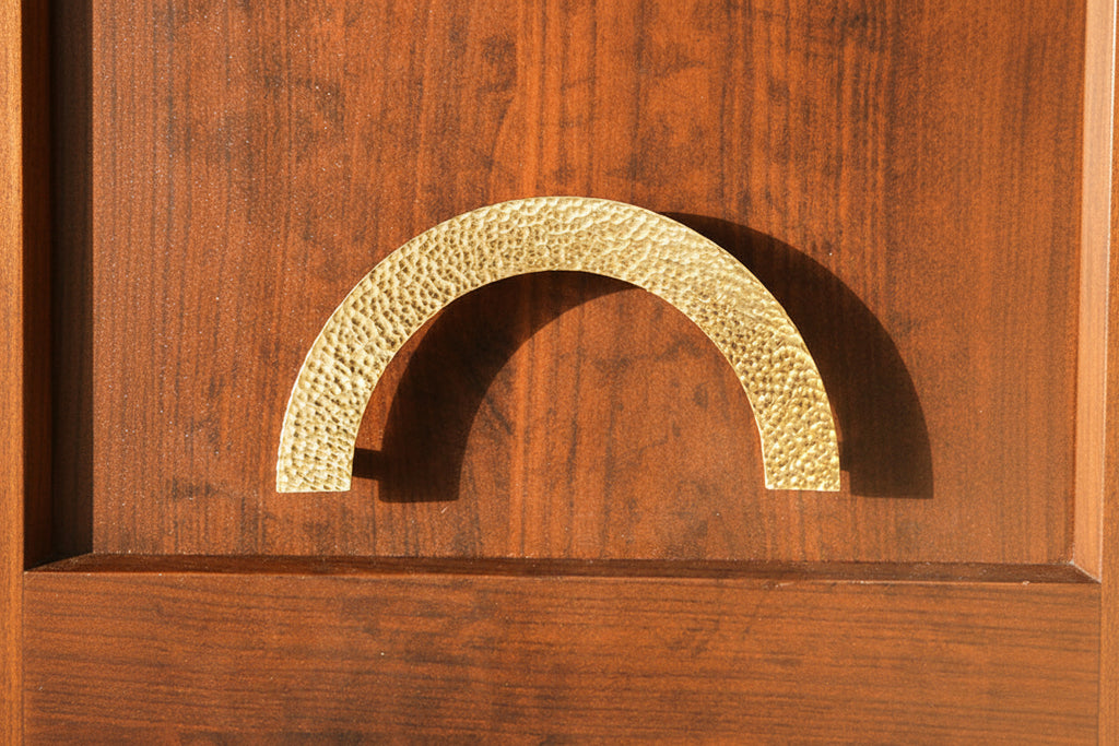 Hammered Finish Semi-Circular Brass Cabinet Door Handle Kitchen Drawer Pull - HAUSSLYON