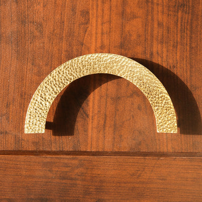 Hammered Finish Semi-Circular Brass Cabinet Door Handle Kitchen Drawer Pull - HAUSSLYON