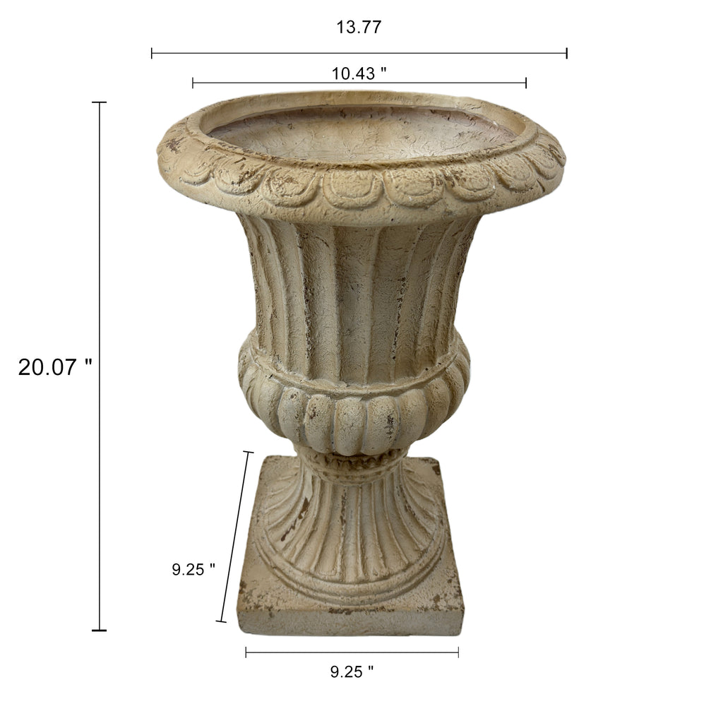 MGO Garden Planter, Garden Decoration And Planting,Color Antique White, Side 13.77 Wx13.77  Dx20.07 H - HAUSSLYON