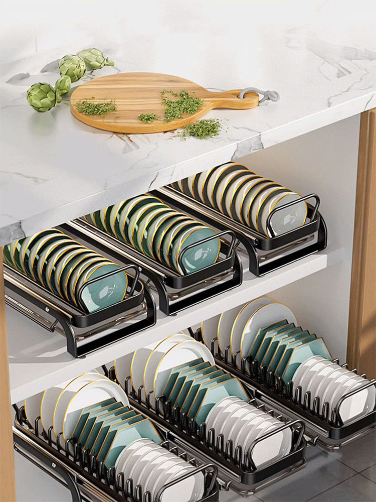 Égouttoir VidaXL Lavaltrie 4 supports à assiettes en acier inoxydable, design pratique pour sécher la vaisselle.