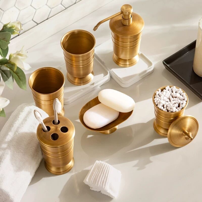Ensemble d'accessoires Monaco VidaXL, 6 pièces, avec décor en métal et verre, idéal pour la décoration intérieure élégante.