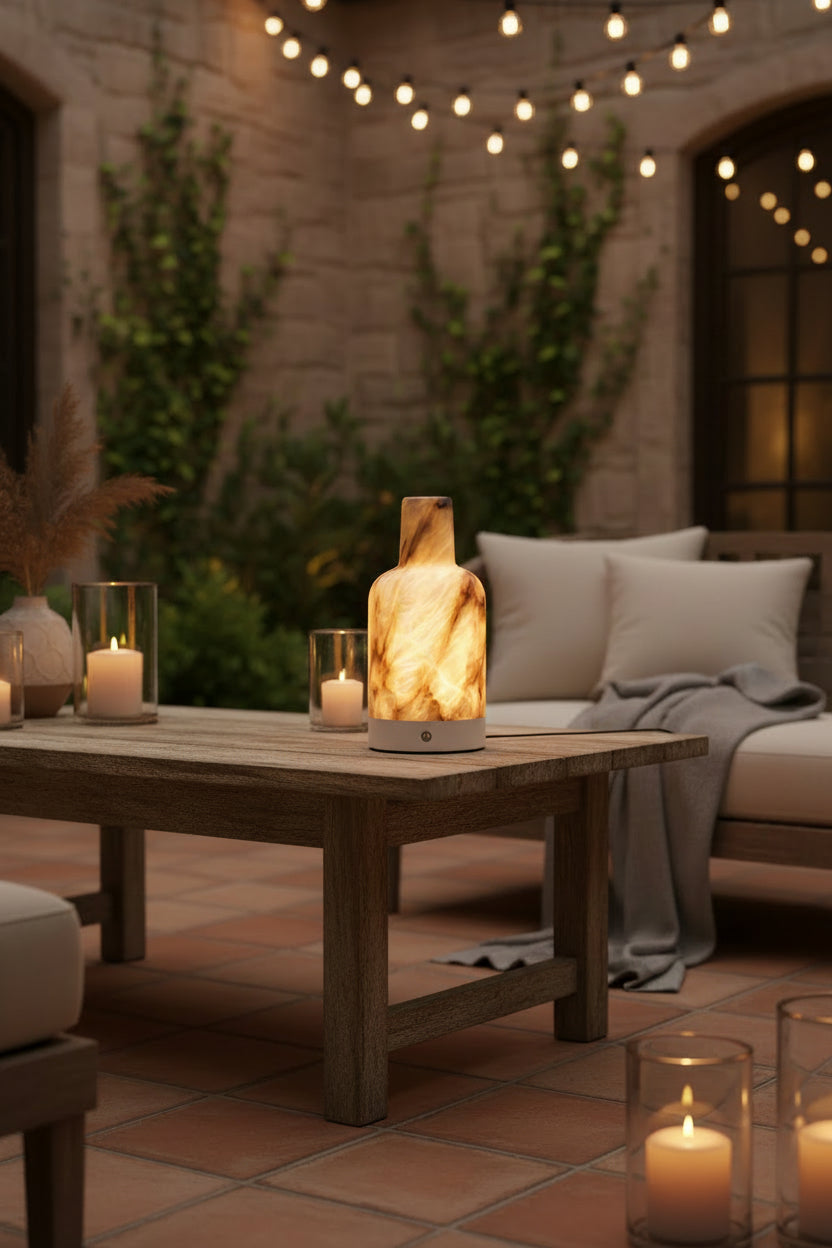 LAMPE PORTABLE EN MARBRE ESPAGNOL ALIMENTÉE PAR PILES - CANTORIA - HAUSSLYON