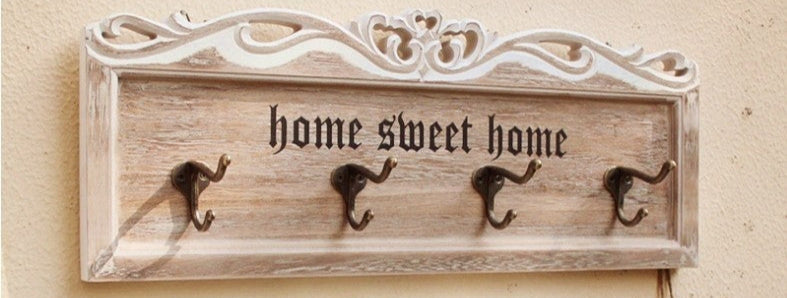 American And European Style Country Creative Retro Nostalgic Carved Wooden Wall Wall Hanging Decorative Hook - HAUSSLYON