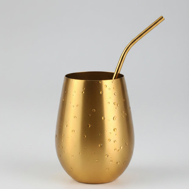 Verre en acier inoxydable Renfan Hanam, avec finition brillante, illustration de sa forme cylindrique et robuste.