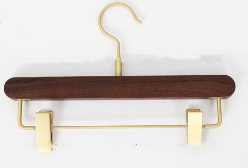 Black Walnut Solid Wood Brass Clothes Support Non-Slip Coat Hanger - HAUSSLYON