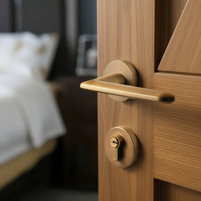 Poignée de porte Sapporo de la marque Hausslyon, poignée en métal avec design moderne pour porte intérieure.