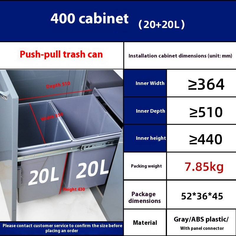 Cabinet Embedded Trash Can Hidden With Lid - HAUSSLYON